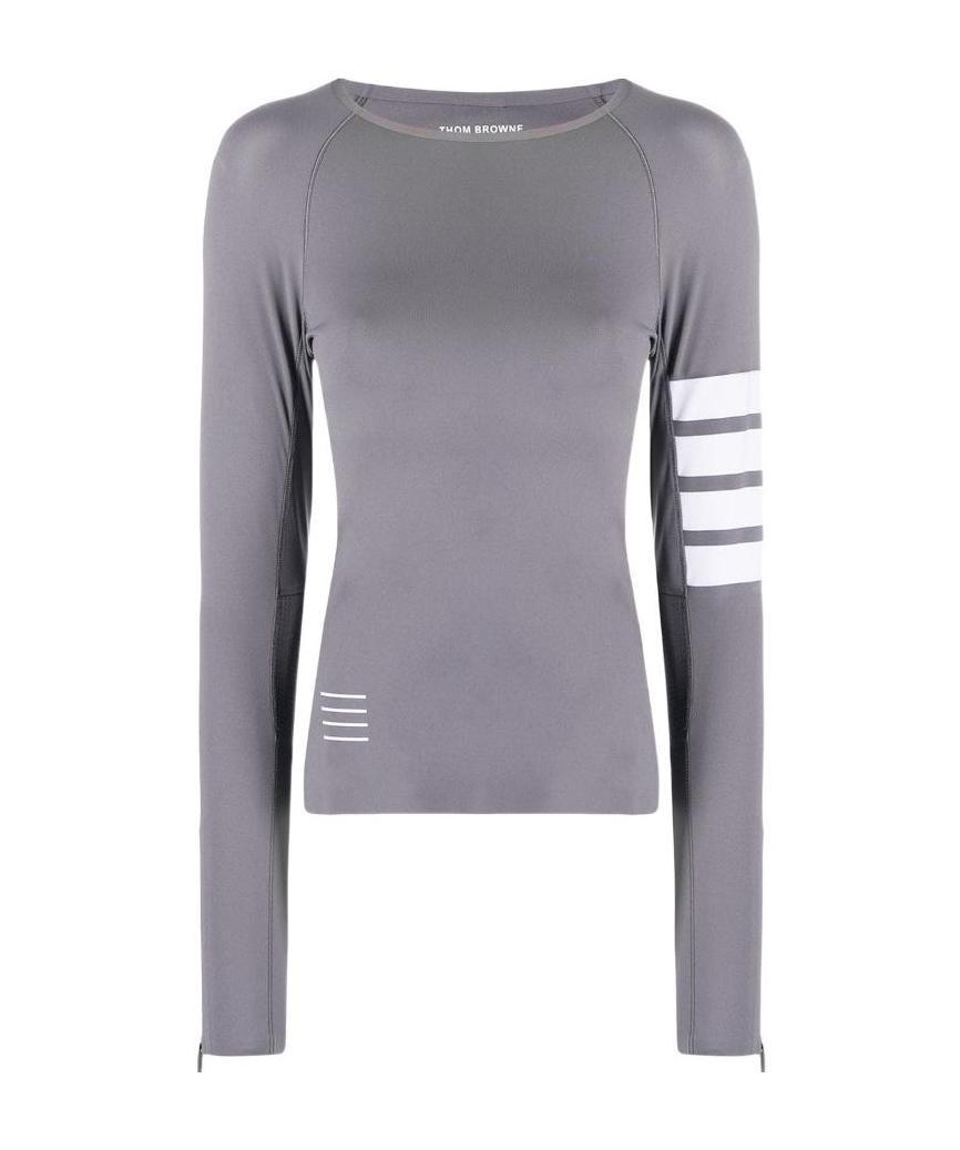 Thom Browne 4-bar Compression Long Sleeve Top In Gray
