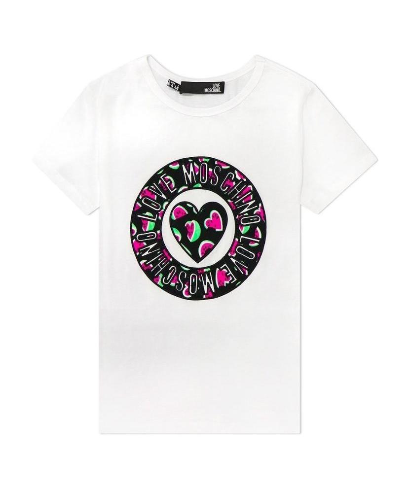 Moschino Round-necked Logo T-shirt In White