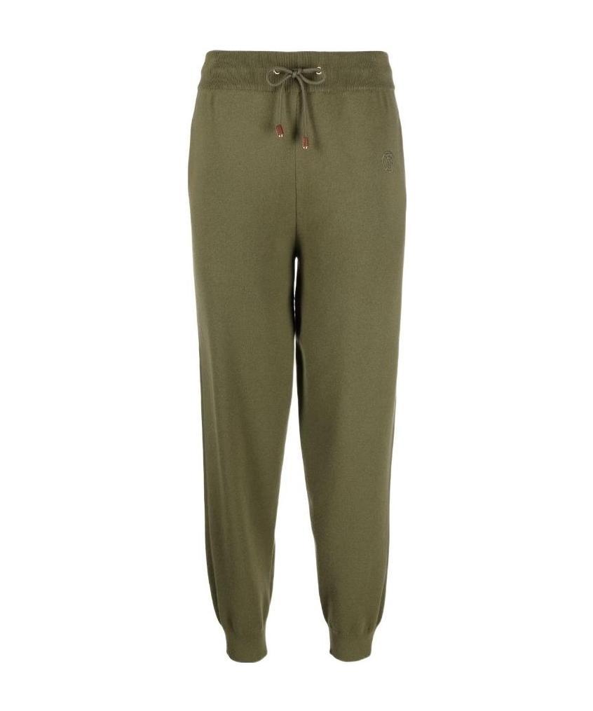 Burberry Monogram-motif Wool-cashmere Blend Jogging Pants In Green