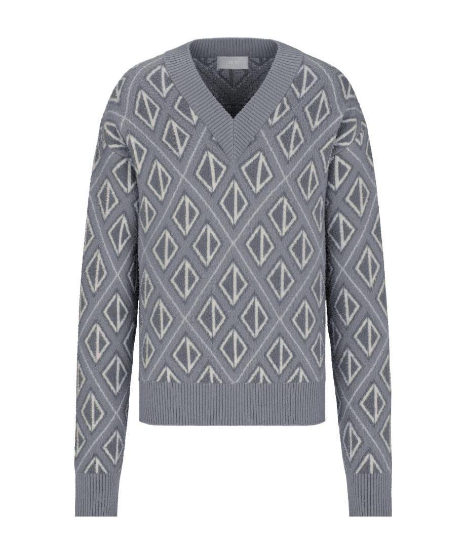 Dior Long-sleeved Knitted Pullover In Gray