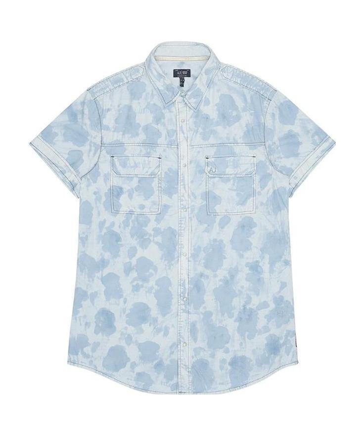 Armani Jeans Printed Short-sleeved Shirt In Blue