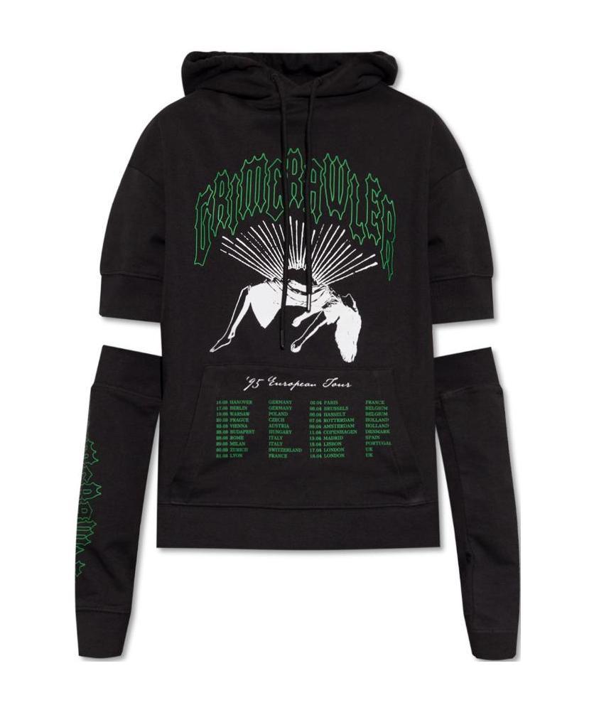 Shop Raf Simons Grimrawler-print Hoodie In Black