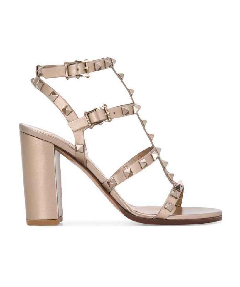 Valentino Rockstud-embellished Sandals In Nude