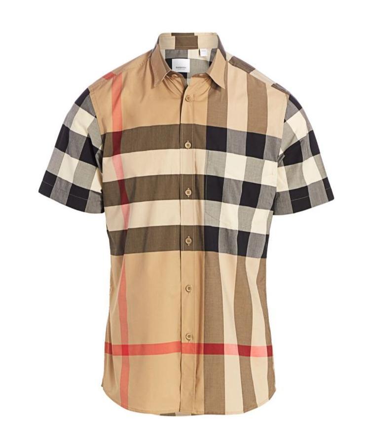 Burberry Somerton Short-sleeve Check Shirt In Gray