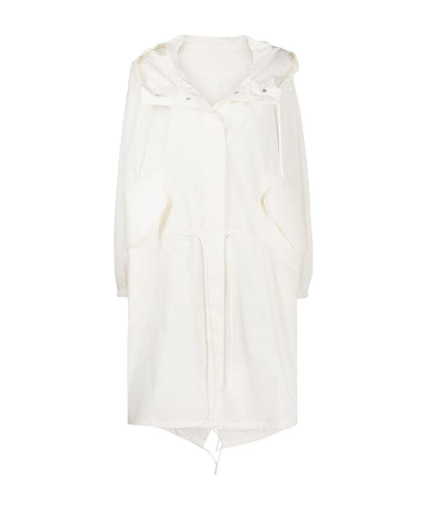 Jil Sander Hooded Rain Coat In White