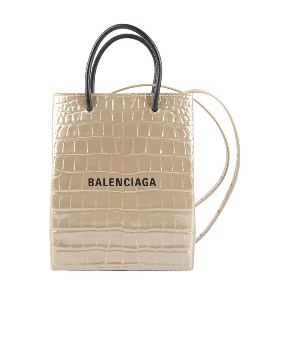 Balenciaga Logo-print Leather Tote Bag In Nude