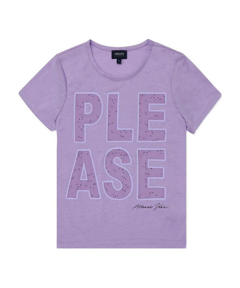 Armani Jeans Round-necked Logo T-shirt In Purple