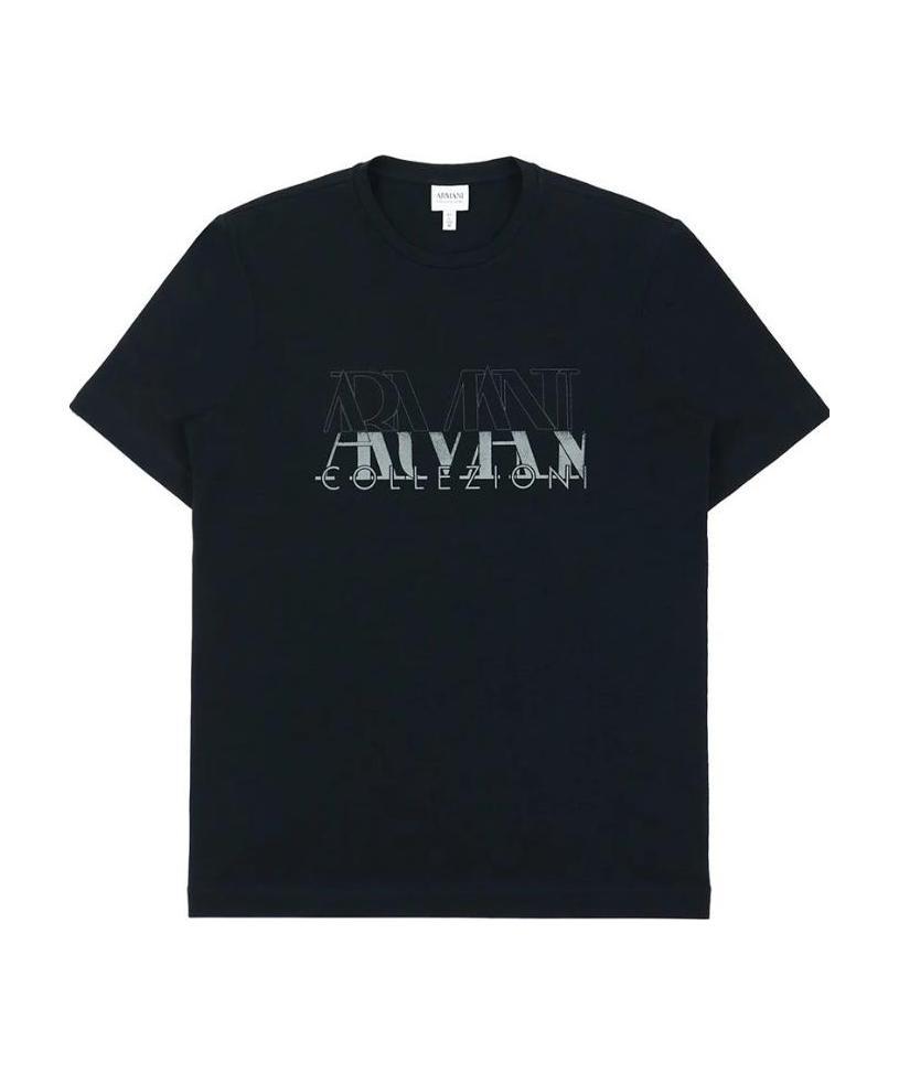 ARMANI COLLEZIONI OPEN-NECKED BLACK SHIRT