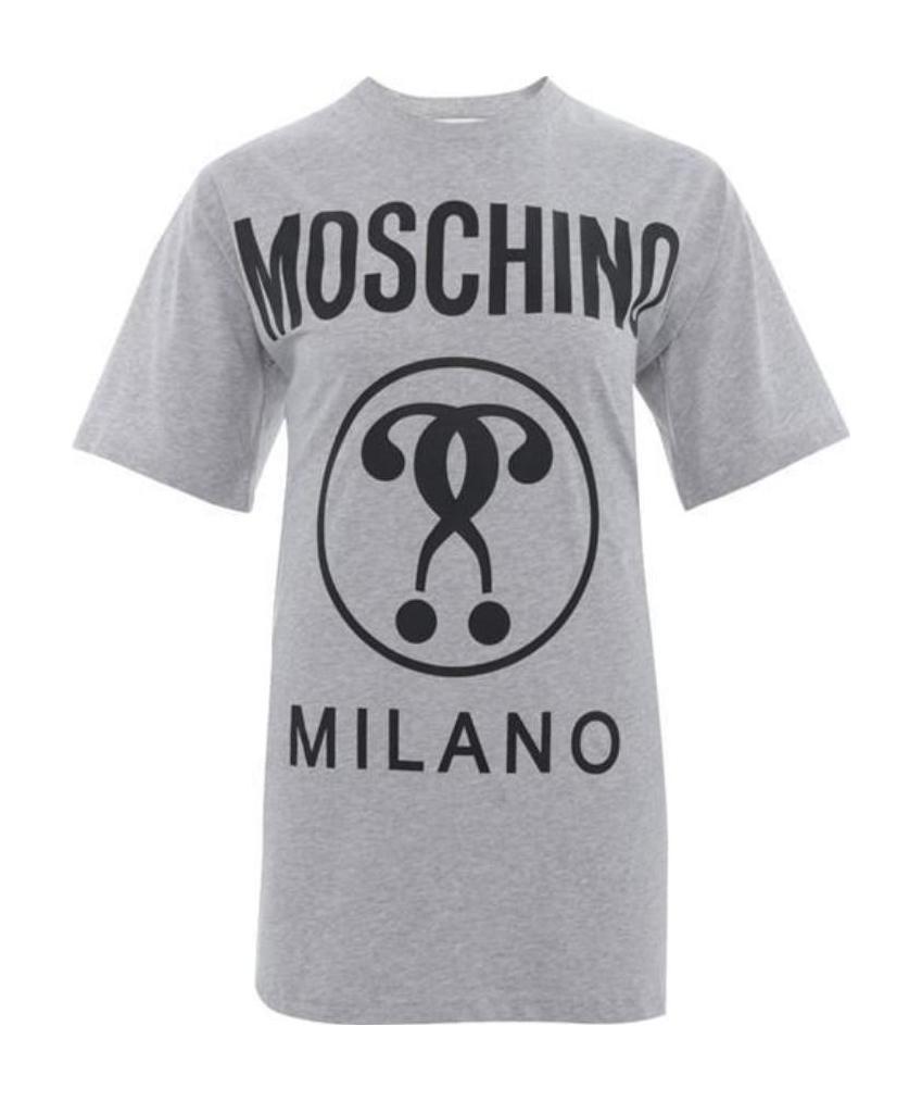 Moschino Logo Printed T-shirt In Gray