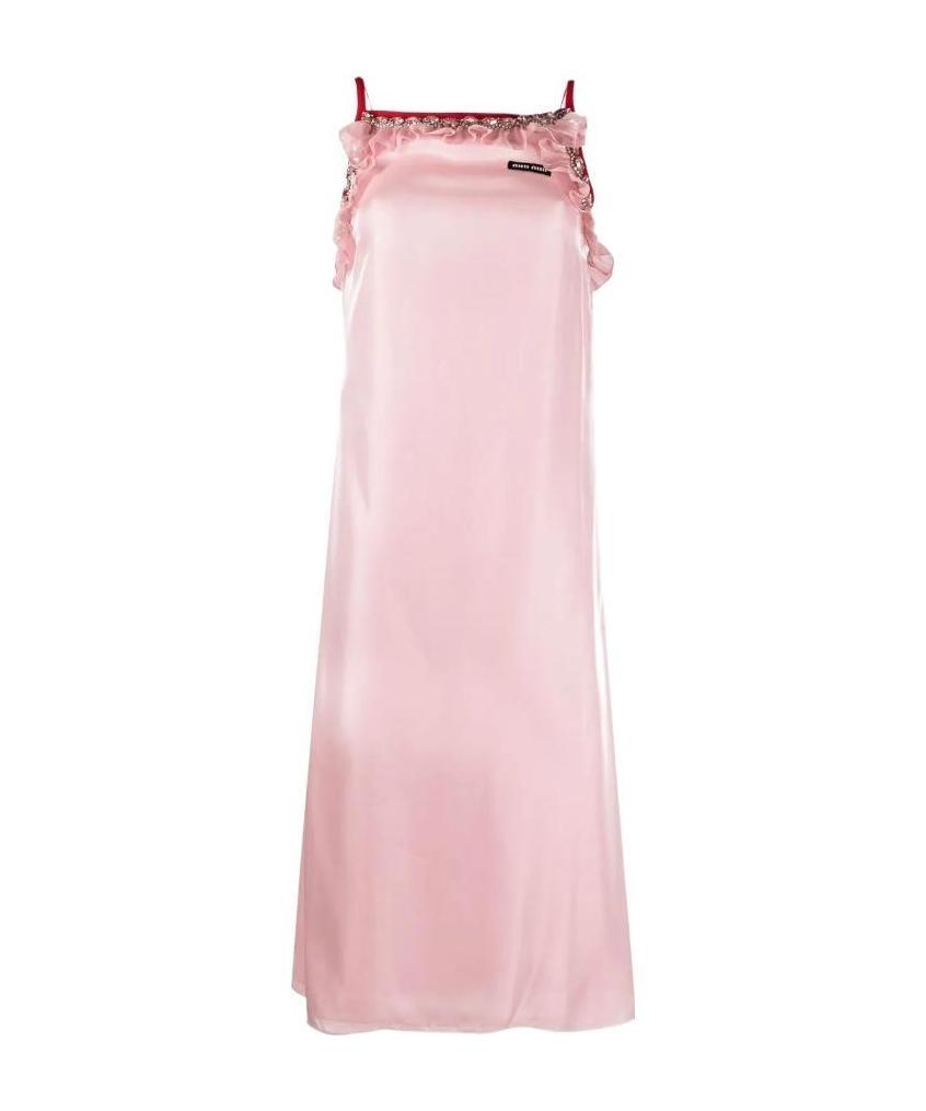 MIU MIU RUFFLE-DETAIL MIDI DRESS