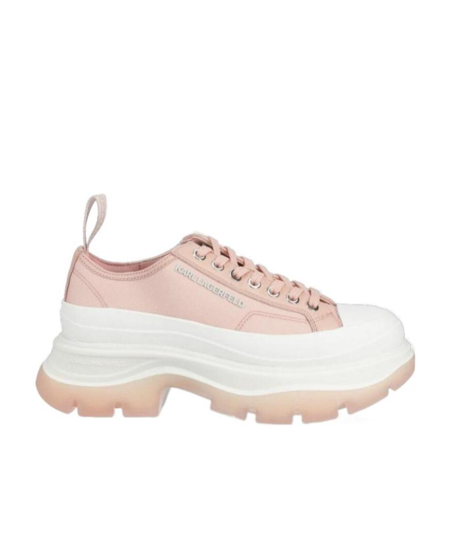 Karl Lagerfeld Thick-soled Logo Lace Up Casual Sneakers In White