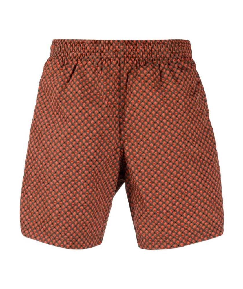 Alexander Mcqueen Skull Pattern Swim Shorts In Brown