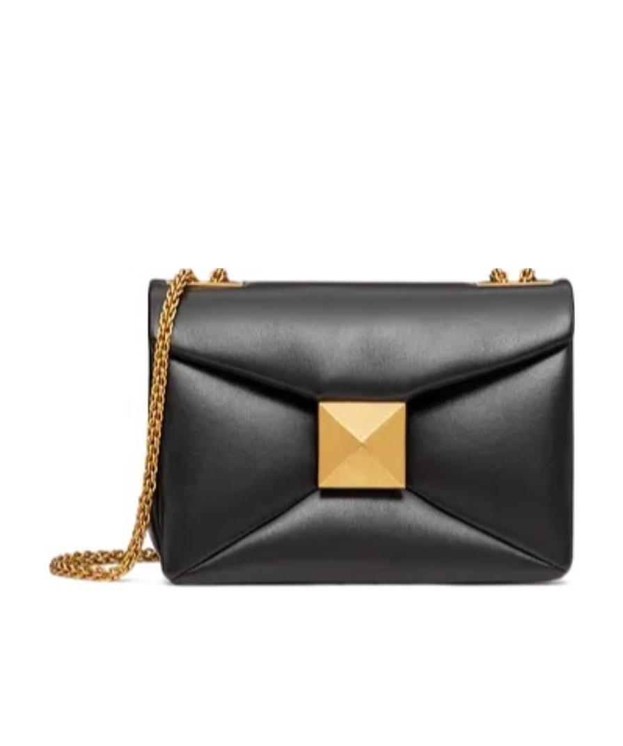 Shop Valentino One Stud Nappa Bag With Chain In Black