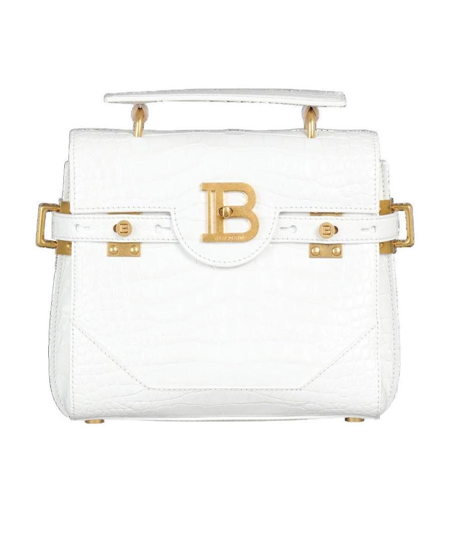 BALMAIN B-BUZZ 23 BAG IN CROCODILE EFFECT-EMBOSSED LEATHER