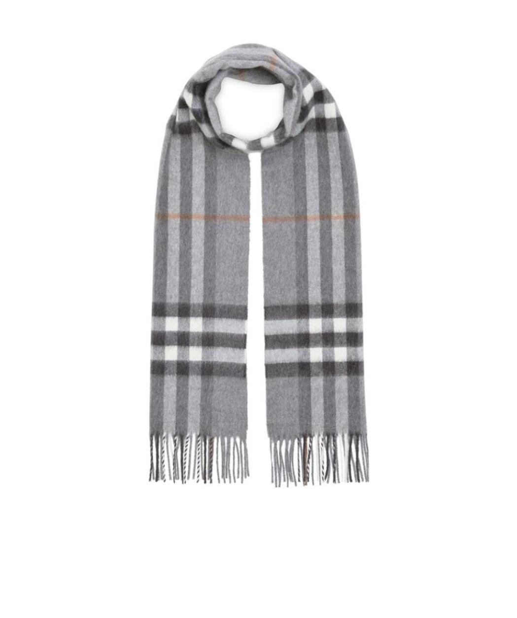 Shop Burberry The Classic Check Cashmere Scarf In Gray