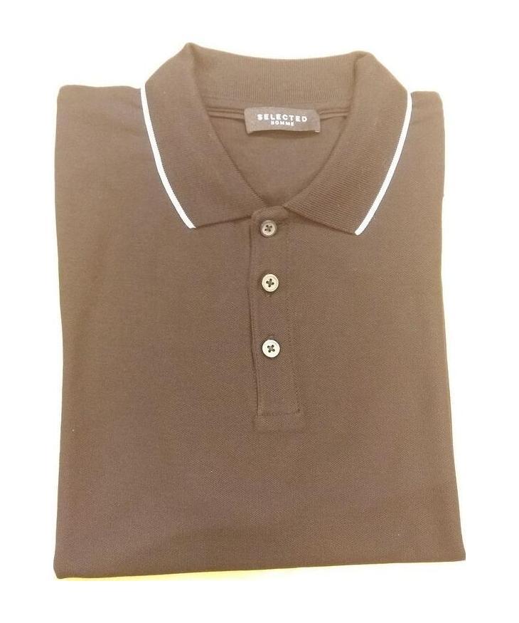 Selected Lapel Polo Shirt In Brown