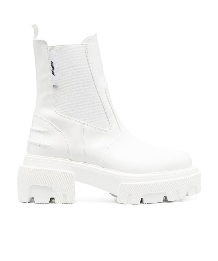 Msgm Elasticated Side-panel Ankle Boots In White