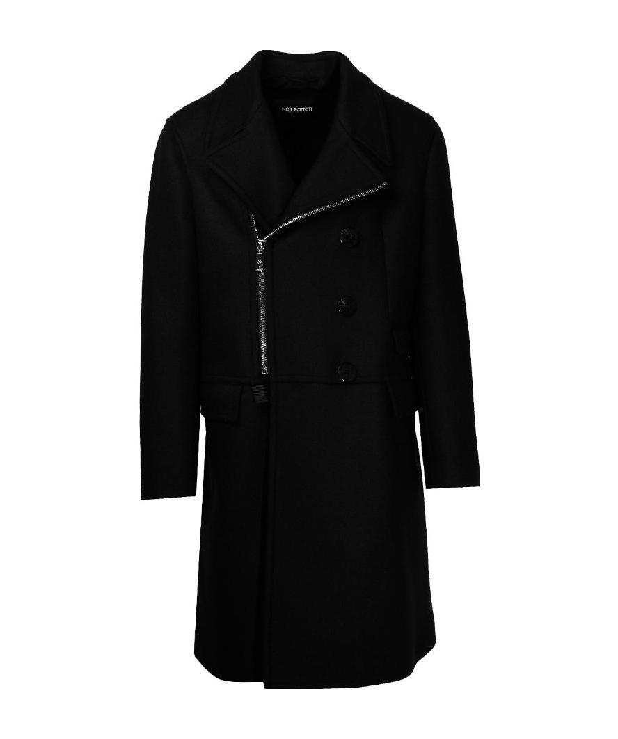 Neil Barrett Zip-up Long-sleeved Coat In Black