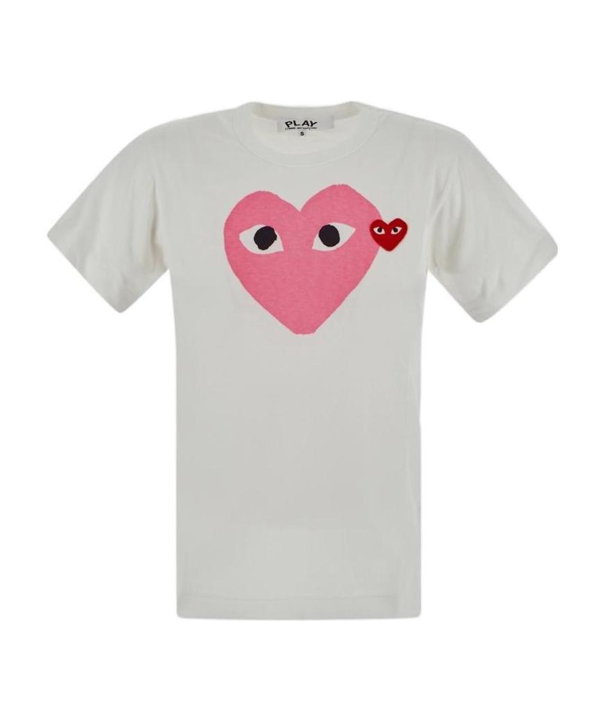 Comme Des Garçons Play Heart-shaped Decal Short-sleeve T-shirt In White