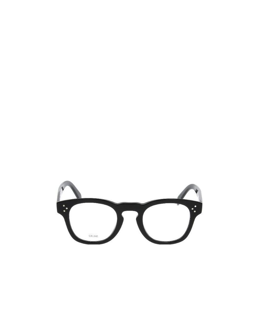 Celine Polished-effect Round-frame Glasses In Black