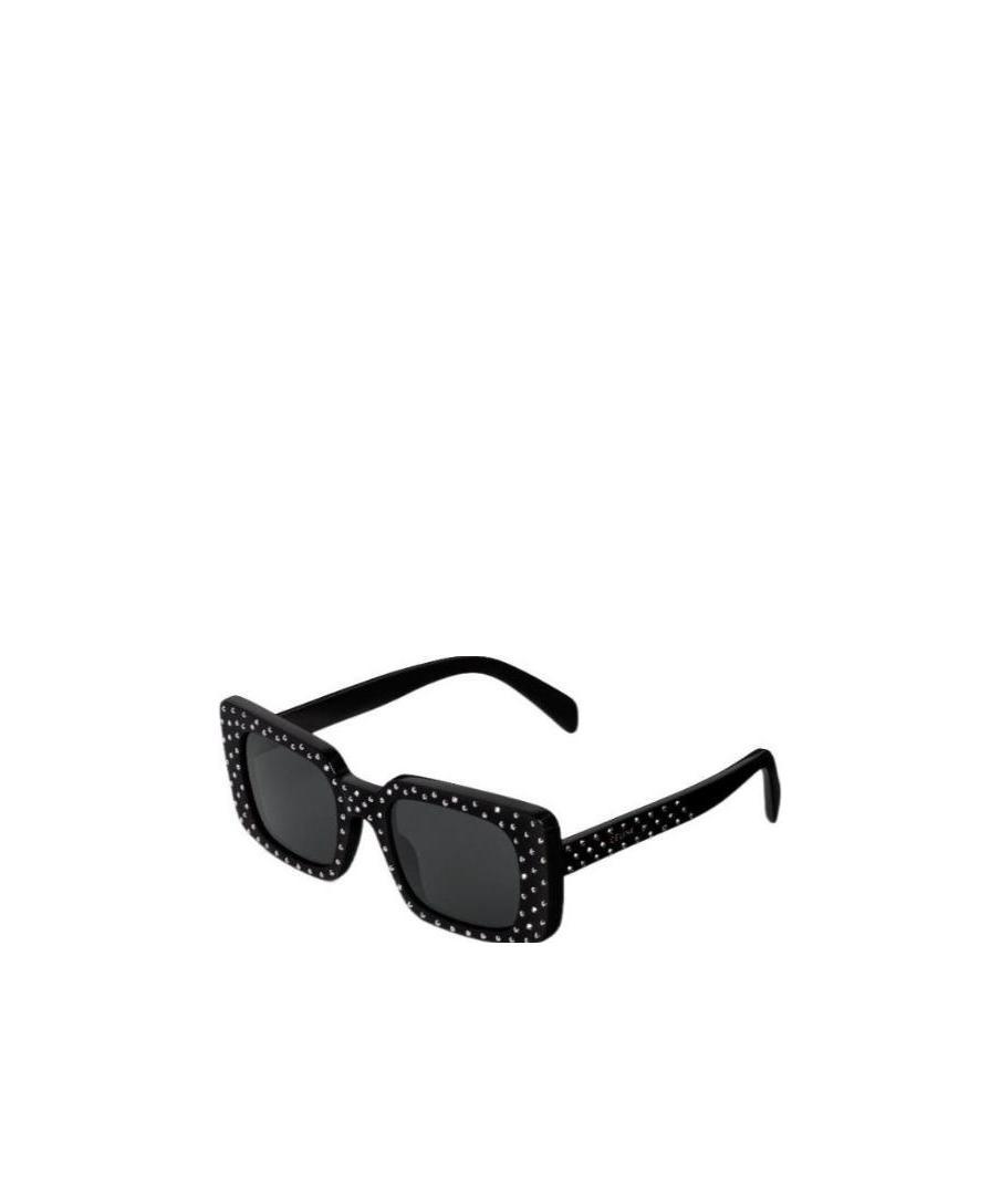 Celine Square S213 Sunglasses In Acetate With Crystals In Black