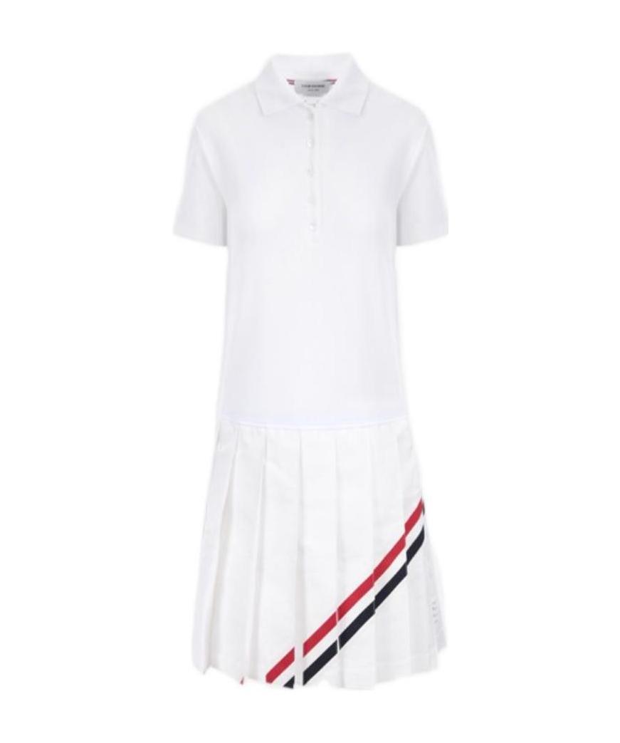 Shop Thom Browne Rwb-stripe Polo Dress In White