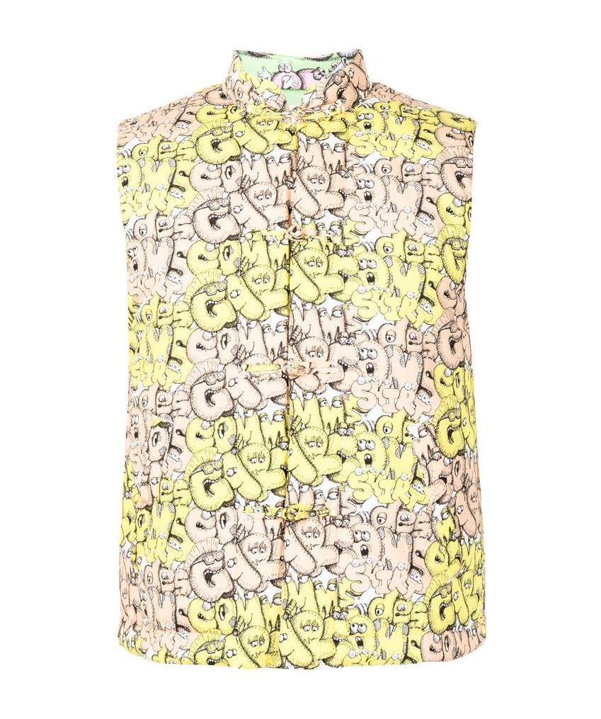 Comme Des Garçons Logo-print Padded Gilet In Multicolor