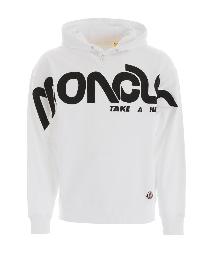 Moncler Logo Printed Hooded Sweater In White