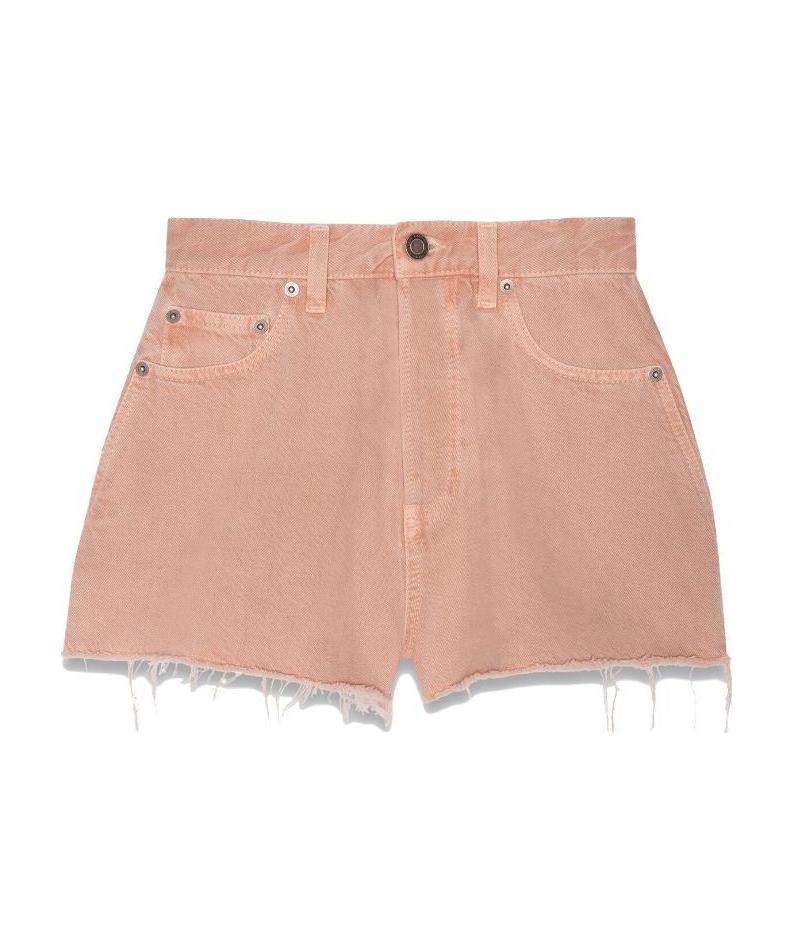 Saint Laurent Vintage-effect Denim Shorts In Brown
