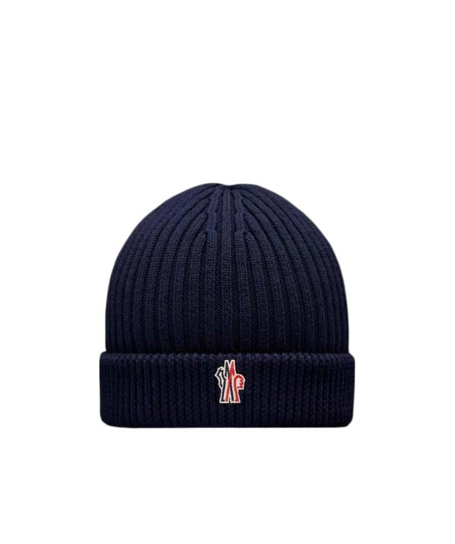 Moncler Ribbed-knit Logo-patch Beanie Hat In Black