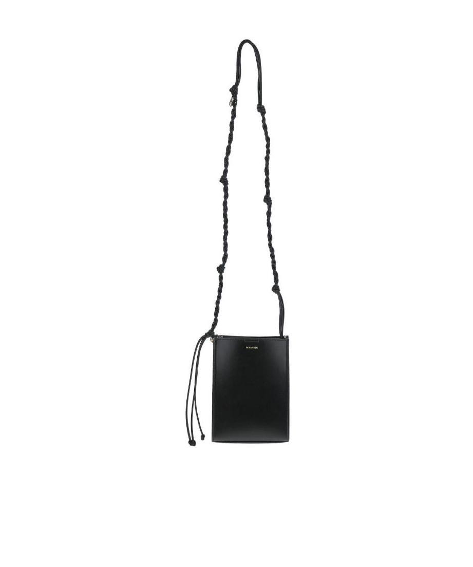 Jil Sander Tangle Ring Crossbody Bag In Black Leather In Black
