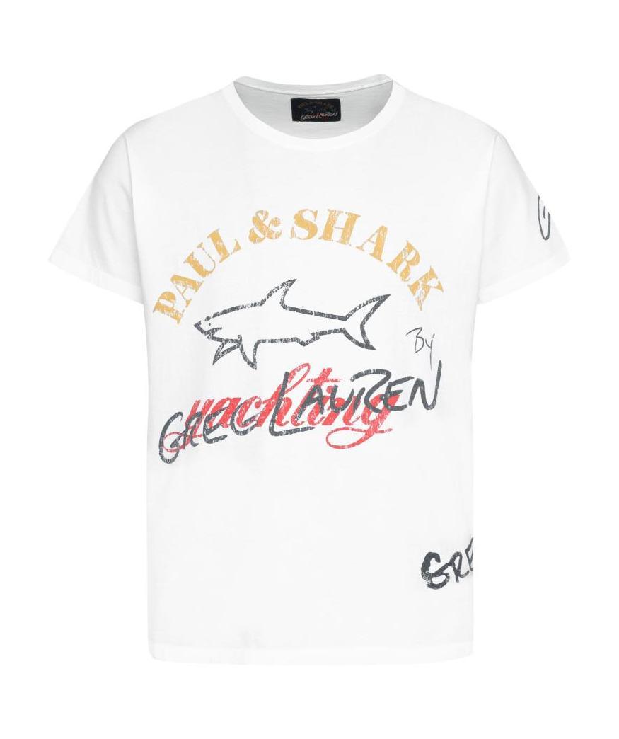 Shop Paul & Shark Logo-print T-shirt In White
