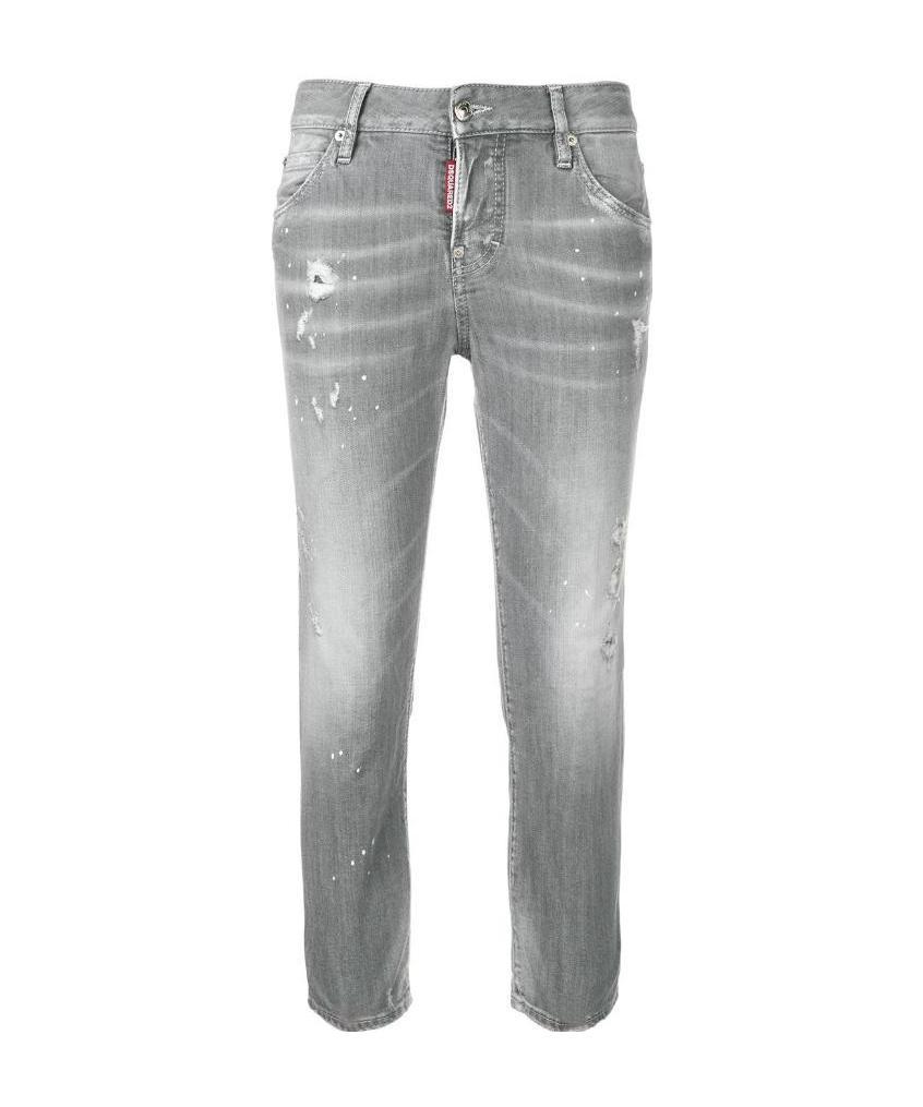 Dsquared2 Stone Wash Tight Jeans In Gray