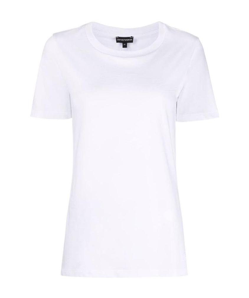 Shop Emporio Armani Plain Knit T-shirt With Round Neck In White