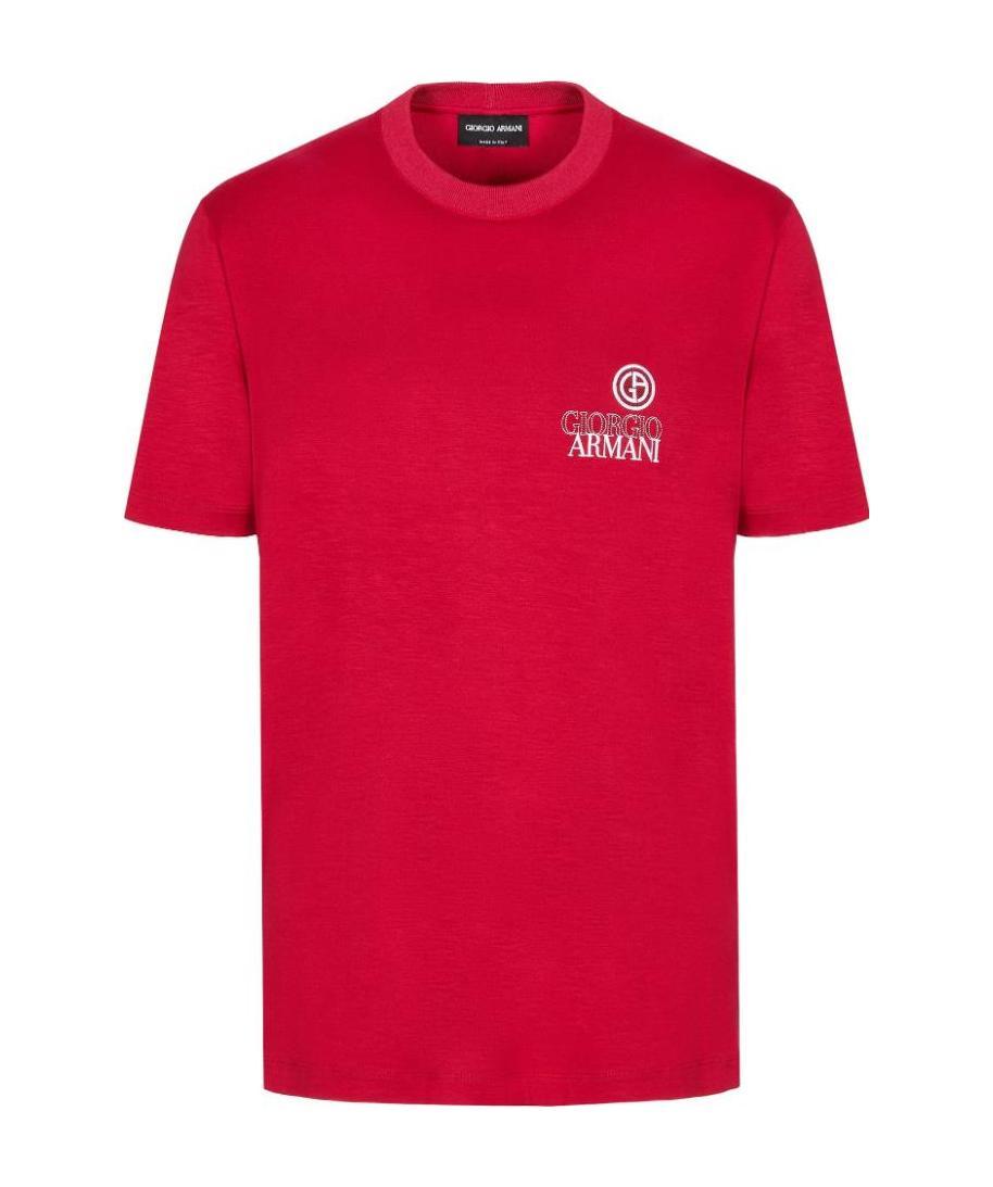 Giorgio Armani Short-sleeved T-shirt With Round Neck In Red