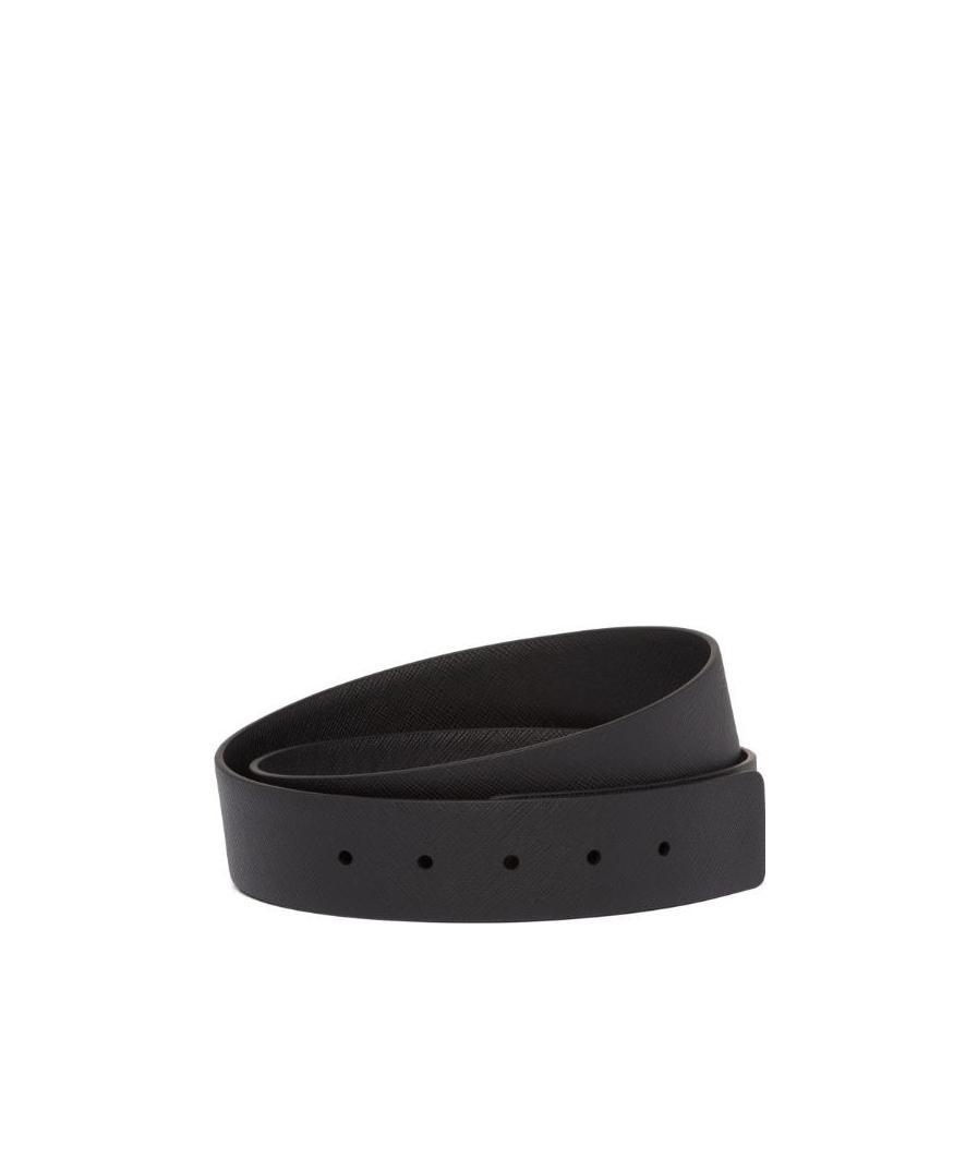 Prada Saffiano Double-sided Belt In Black