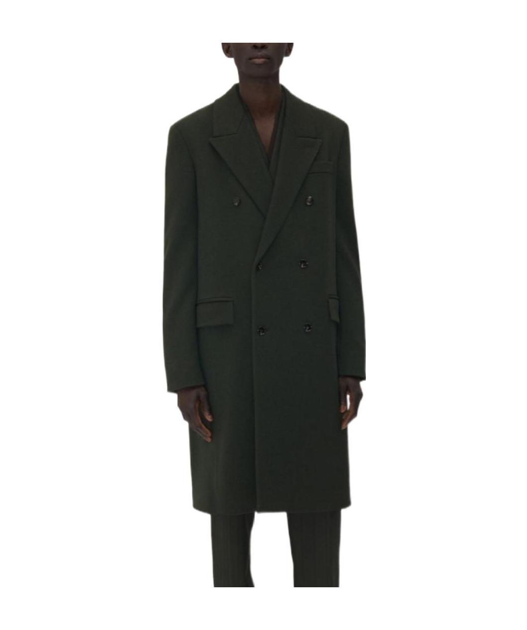 Bottega Veneta Double-breasted Overcoat In Green
