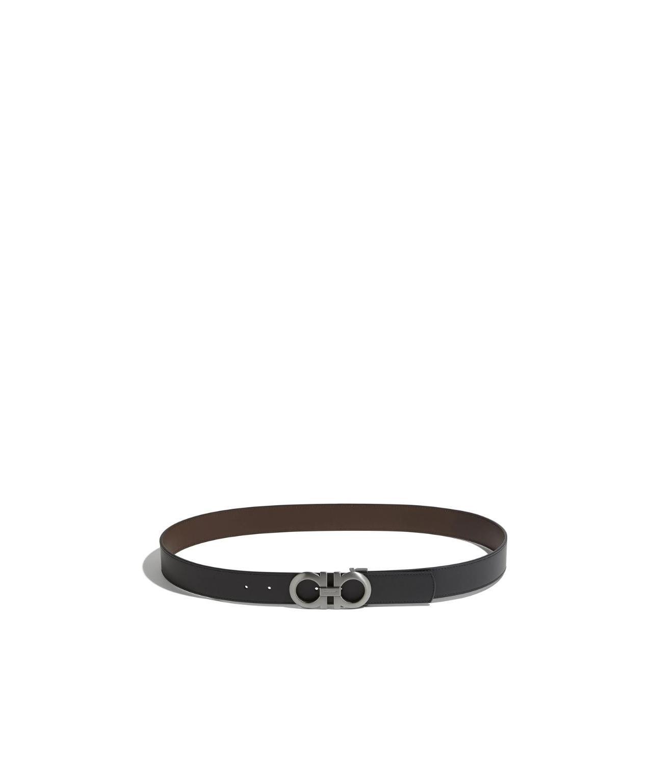 Ferragamo Double-sided Adjustable Gancini Belt In Black