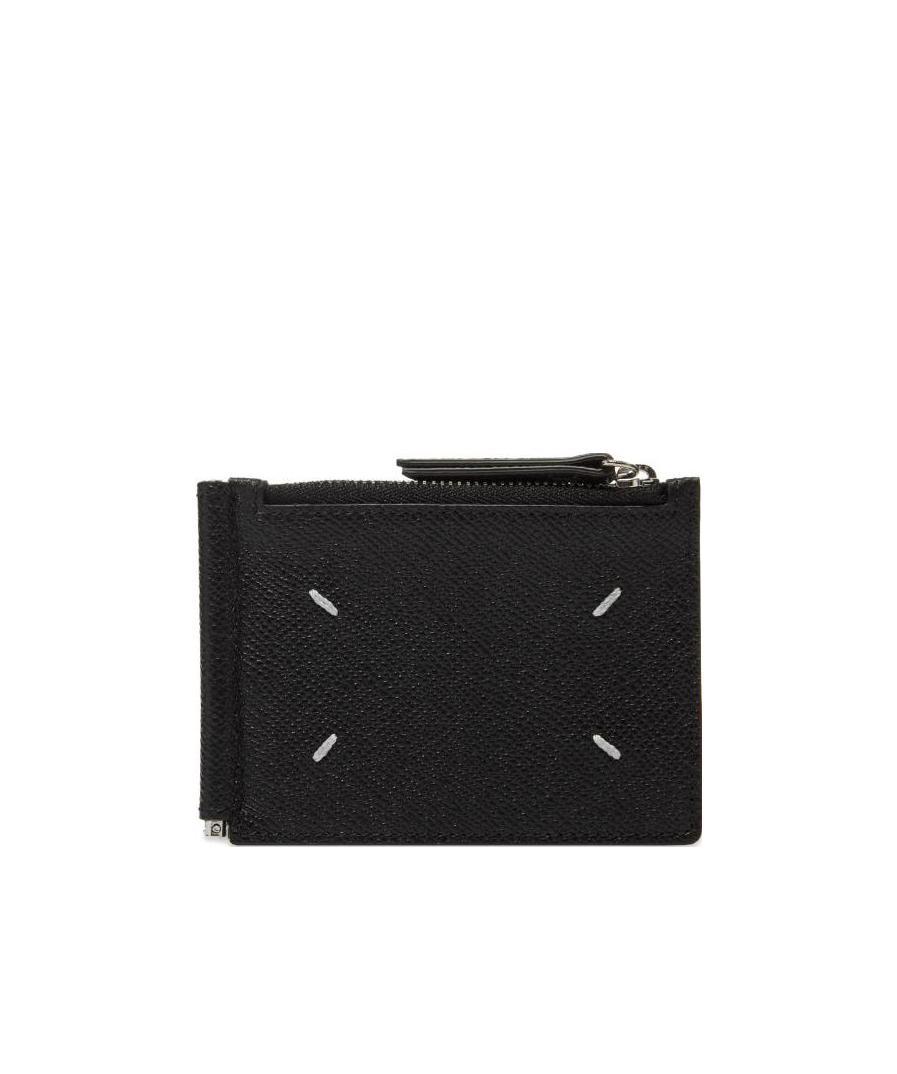Maison Margiela Signature Stitch Zip Wallet In Black