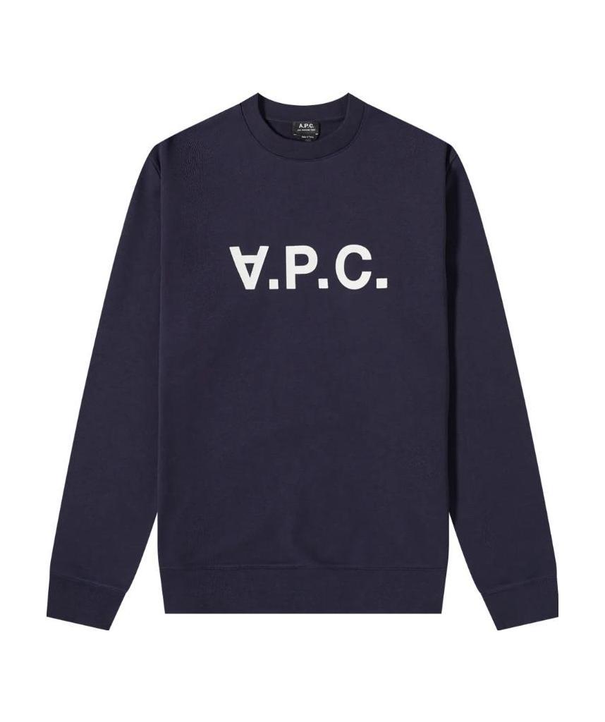Apc Logo-print Round Neck Sweatshirt In Black