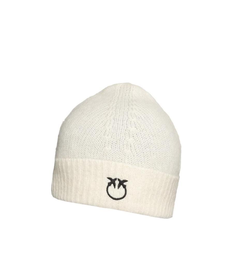 Pinko Love Birds Logo Beanie In White