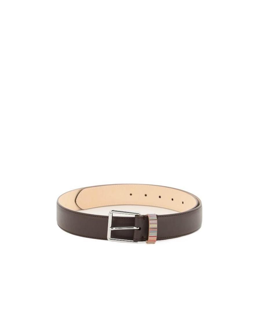 Paul Smith Stripe Detailed Buckle Belt In Nude