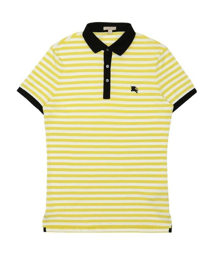 Burberry Striped Polo Shirt In Yellow