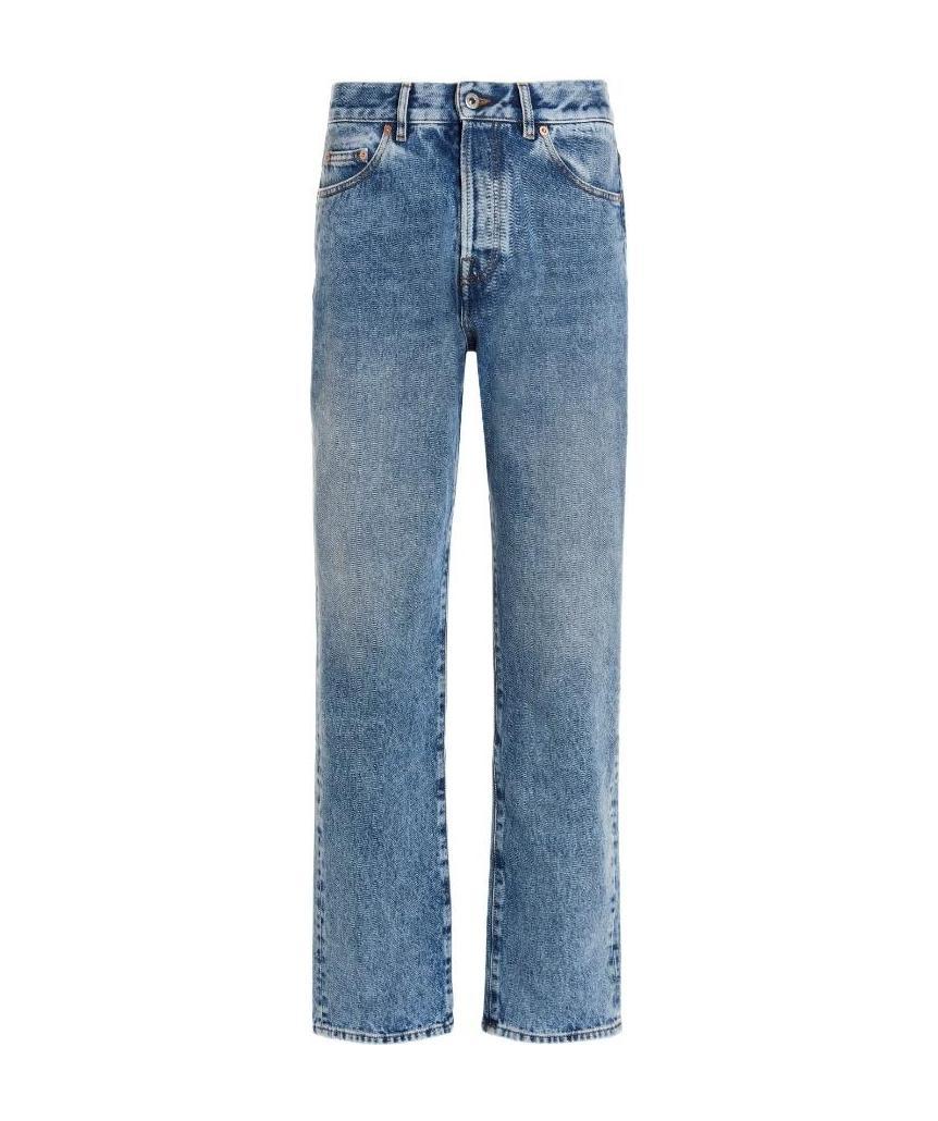 Valentino Logo Straight Jeans In Blue