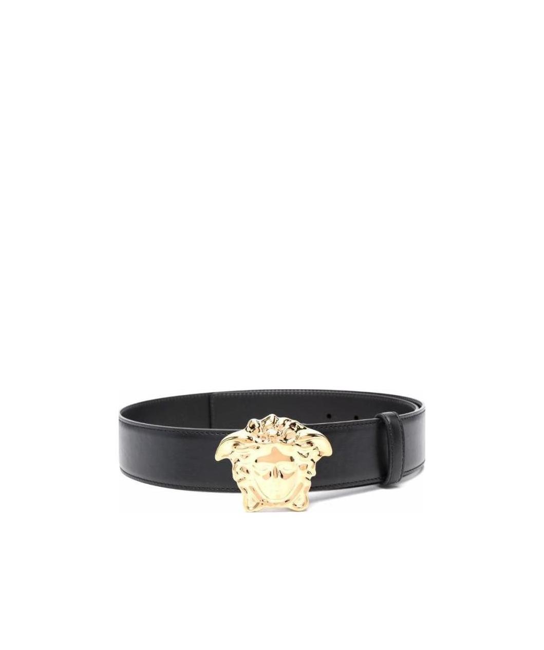 Shop Versace Medusa Head-plaque Leather Belt In Black