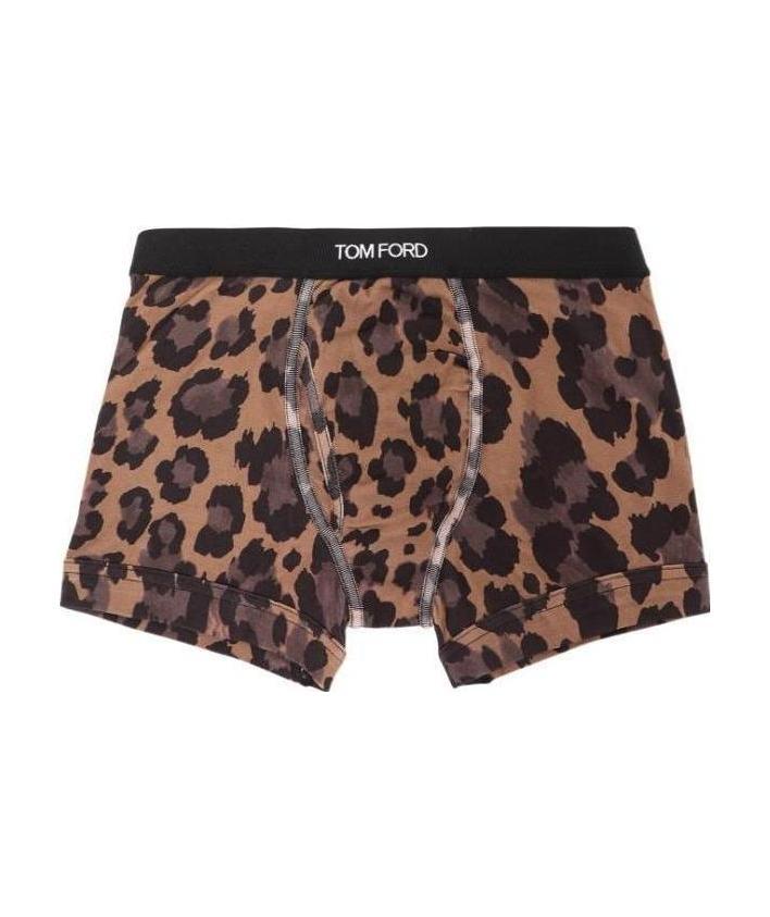 Tom Ford Leopard-print Boxers In Black