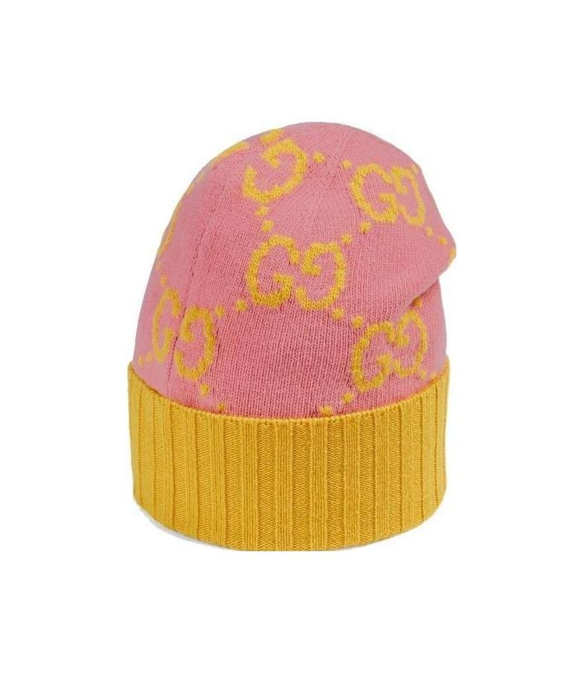 Gucci Gg Knit Wool Hat In Pink