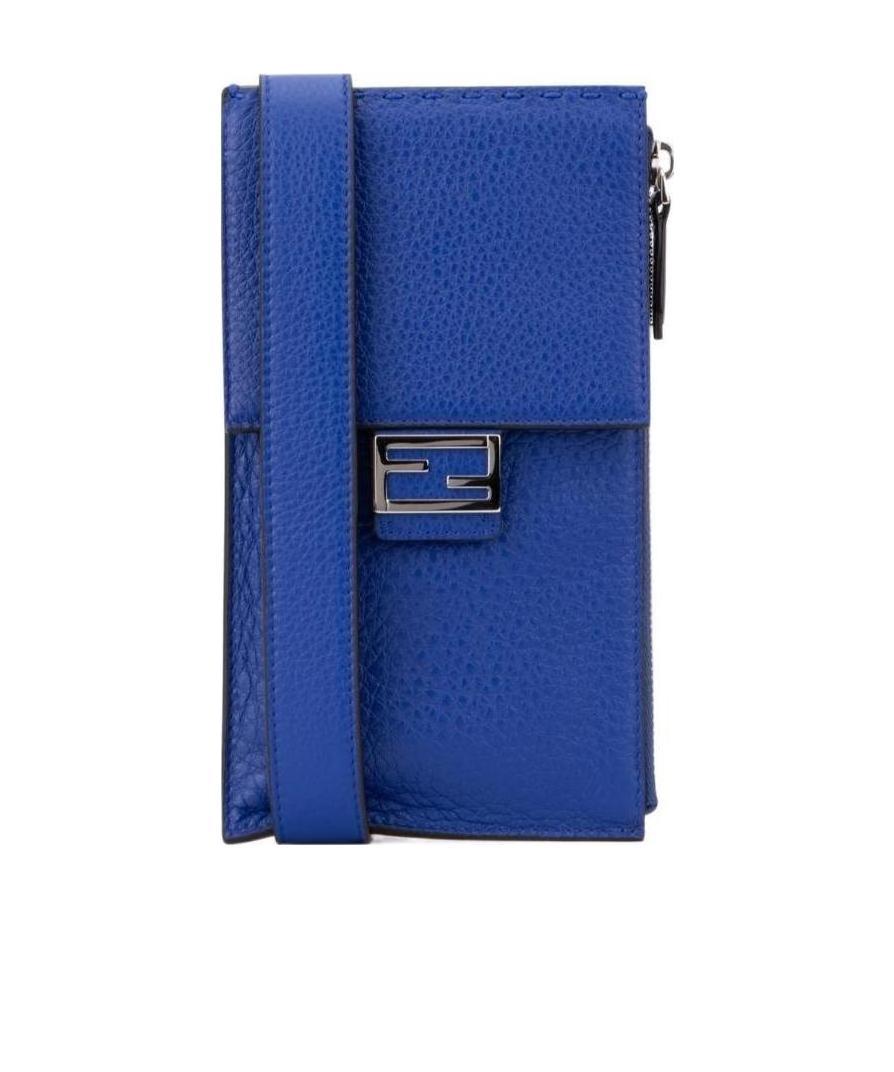 Fendi Baguette Phone Crossbody Bag In Blue