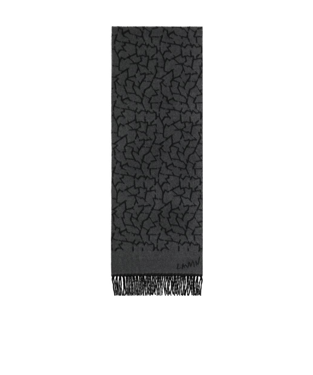 Lanvin Striped Fringed Scarf In Black