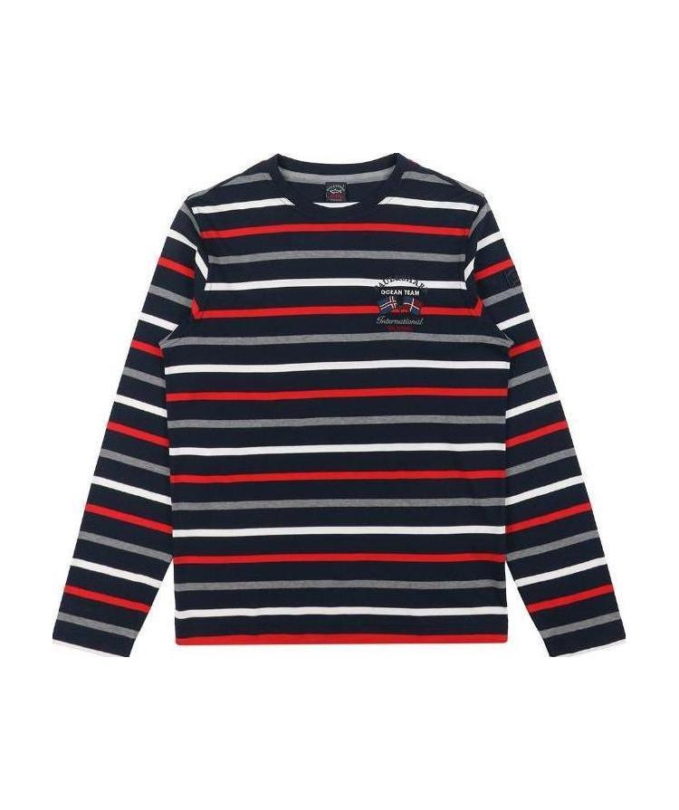 PAUL & SHARK STRIPED LOGO LONG-SLEEVED T-SHIRT